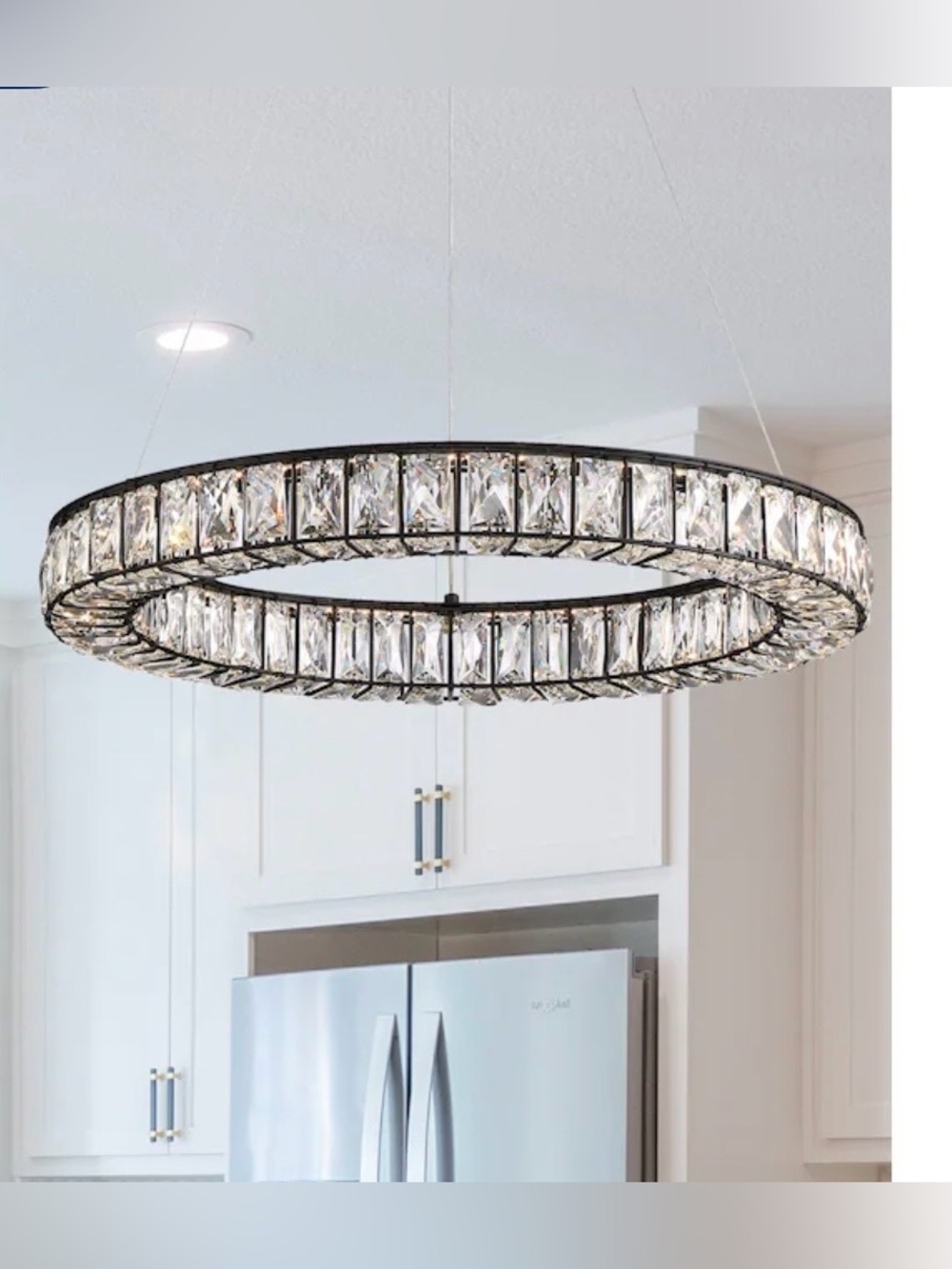 New Allen + Roth Aurelis matte black Crystal Ring Chandelier light